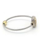 TWO TONE PAVE CRYSTAL ENGRAVED CLASSIC CABLE BRACELET