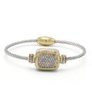 TWO TONE PAVE CRYSTAL ENGRAVED CLASSIC CABLE BRACELET