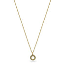 Gold Circle Crystal Pendant Necklace – 18"+3" Adjustable Chain