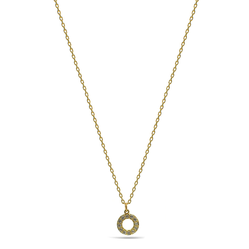 GOLD SMALL CIRCLE CRYSTAL PENDANT SHORT NECKLACE