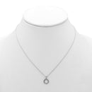 Rhodium Circle Crystal Pendant Necklace – 18"+3" Adjustable Chain
