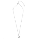 Rhodium Circle Crystal Pendant Necklace – 18"+3" Adjustable Chain