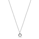 Rhodium Circle Crystal Pendant Necklace – 18"+3" Adjustable Chain
