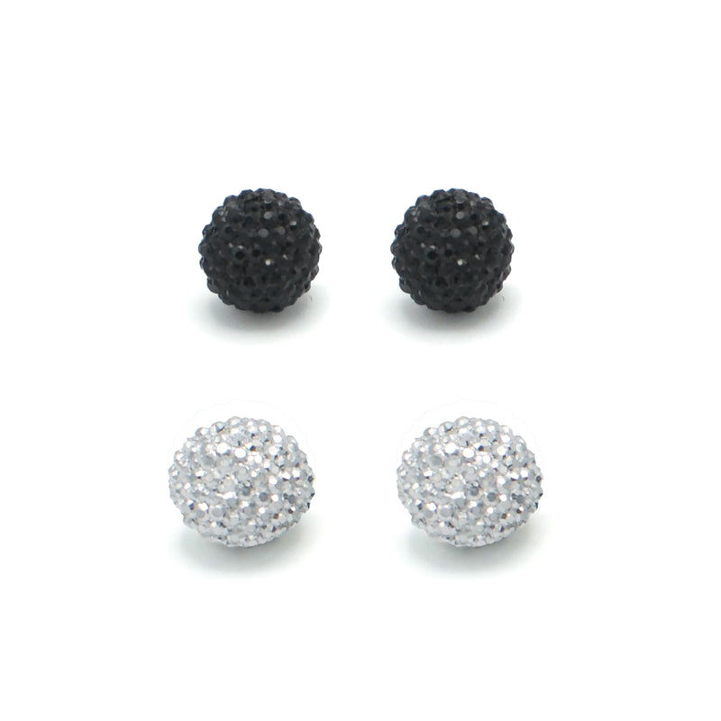BLACK AND SILVER FIRE BALL EARRING