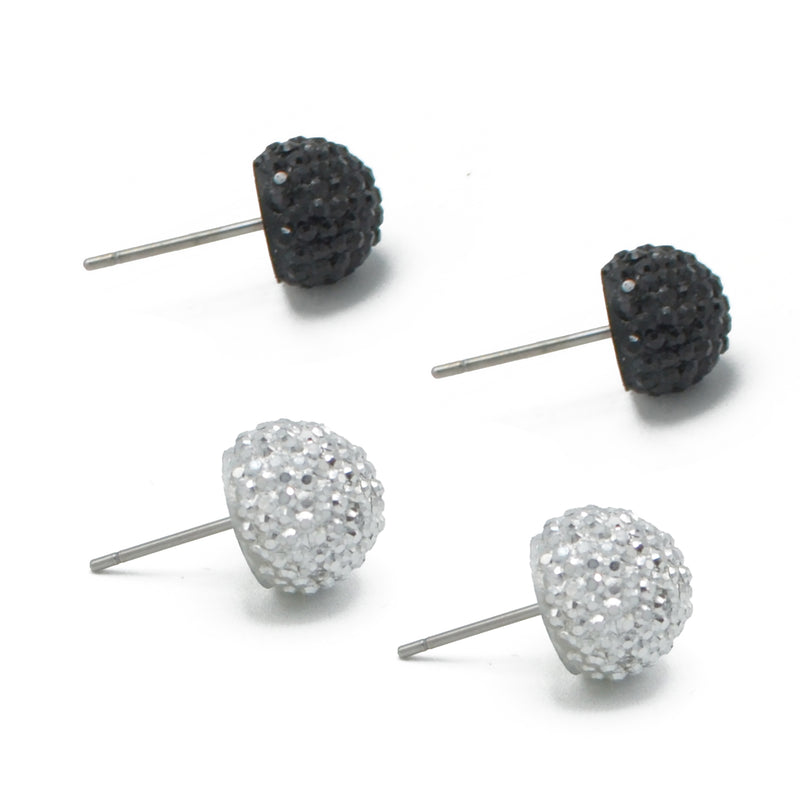BLACK AND SILVER FIRE BALL EARRING