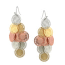 TRI-TONE MULTI CIRCLE DANGLE EARRINGS