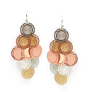 TRI-TONE MULTI CIRCLE DANGLE EARRINGS