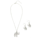 SILVER ELEPHANT PENDANT NECKLACE AND EARRINGS SET