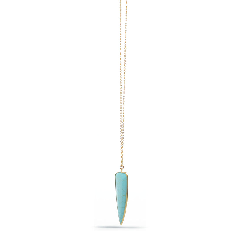 GOLD TURQUOISE TRIANGLE PENDANT NECKLACE