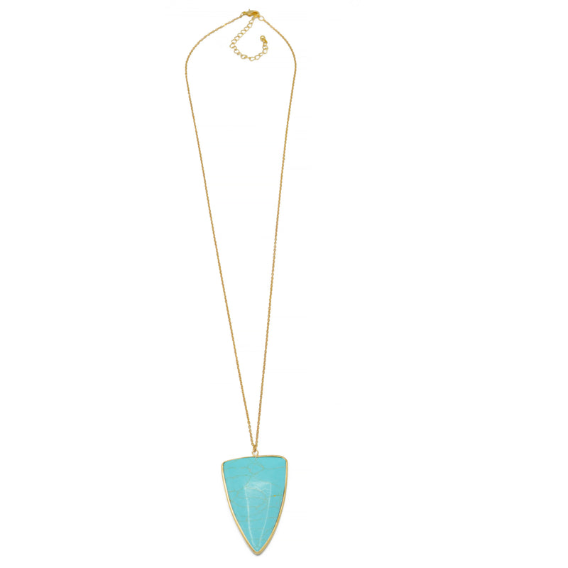 GOLD TURQUOISE TRIANGLE PENDANT NECKLACE