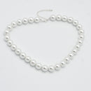 SILVER 12 MM WHITE PEARL SHORT NECKLACE
