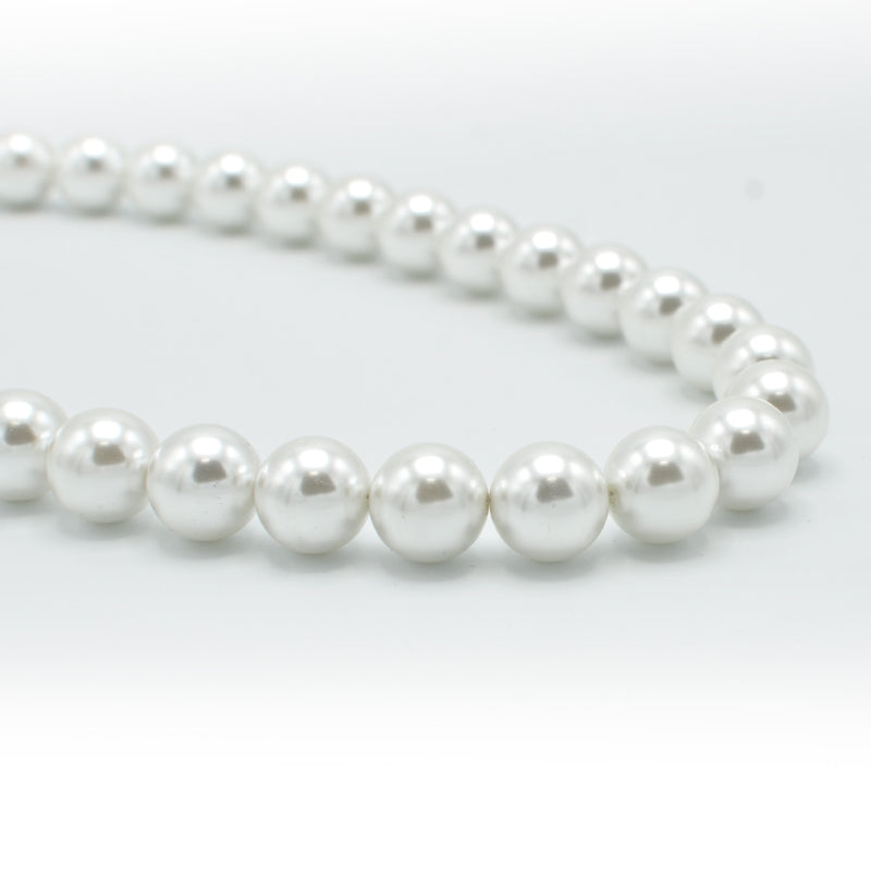SILVER 12 MM WHITE PEARL SHORT NECKLACE