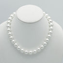 SILVER 12 MM WHITE PEARL SHORT NECKLACE