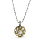 CREAM PEARL TWO TONE ROUND 2" INCH PENDANT NECKLACE