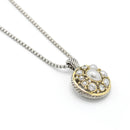 CREAM PEARL TWO TONE ROUND 2" INCH PENDANT NECKLACE