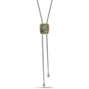 TWO TONE ABALONE PENDANT ENGRAVED TASSEL NECKLACE