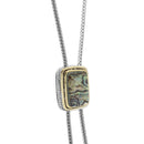 TWO TONE ABALONE PENDANT ENGRAVED TASSEL NECKLACE