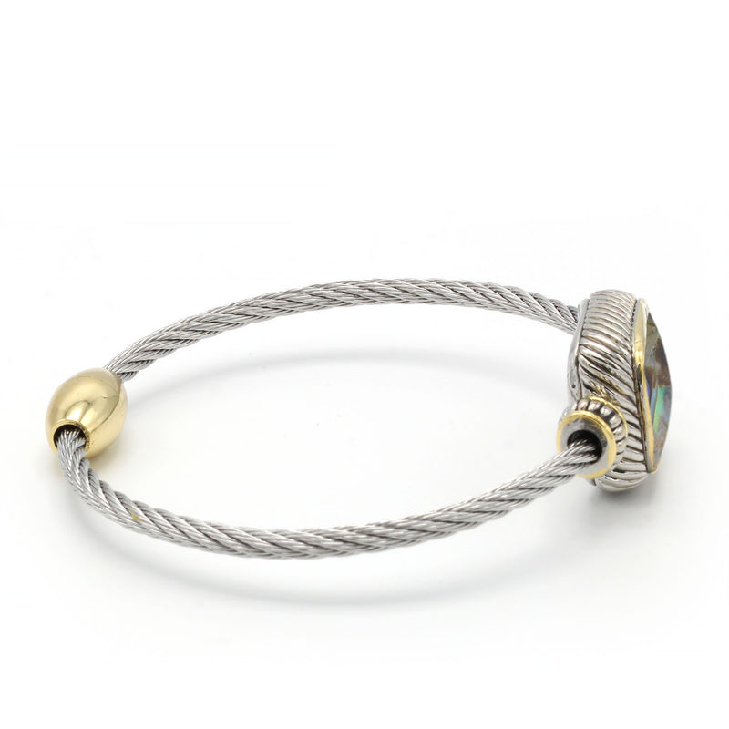 TWO TONE ABALONE CLASSIC CABLE BRACELET12506BR-AB  FD7