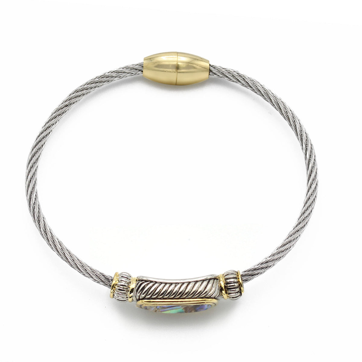 TWO TONE ABALONE CLASSIC CABLE BRACELET12506BR-AB FD7