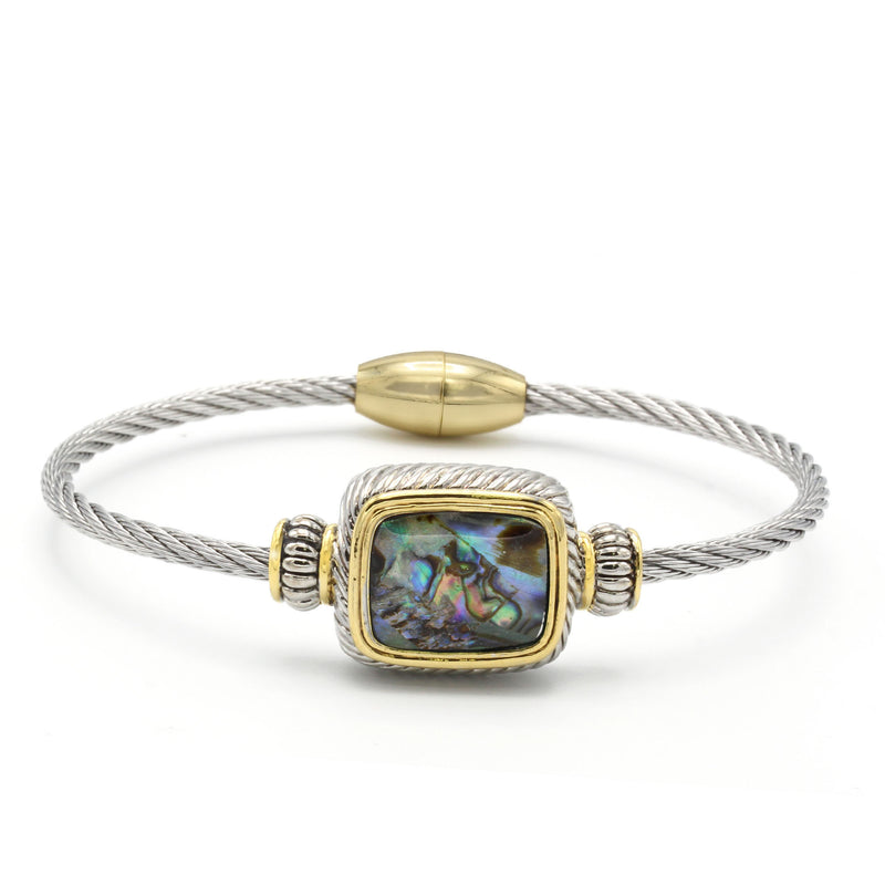 TWO TONE ABALONE CLASSIC CABLE BRACELET12506BR-AB  FD7