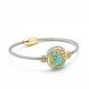 TWO TONE TURQUOISE MAGNETIC CLASP CLASSIC CABLE BRACELET