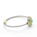 TWO TONE TURQUOISE MAGNETIC CLASP CLASSIC CABLE BRACELET
