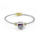 TWO TONE AMETHYST CRYSTAL CLASSIC CABLE BRACELET
