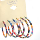 MULTICOLOR 3 PAIR HOOP EARRINGS SET
