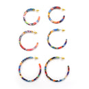 MULTICOLOR 3 PAIR HOOP EARRINGS SET
