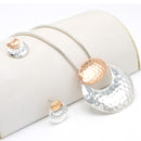 TWO-TONE HAMMERED METAL NECKLACE AND EARRINGS SET