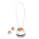 TWO-TONE HAMMERED METAL NECKLACE AND EARRINGS SET
