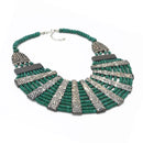 DARK GREEN RESIN BONE STATEMENT NECKLACE