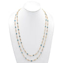 GOLD BLUE EVIL EYE AND CRYSTAL EXTRA LONG NECKLACE