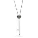 TWO TONE PAVE CRYSTAL ENGRAVED HEART PENDANT LONG TASSEL NECKLACE4653NK(FB16))