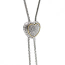TWO TONE PAVE CRYSTAL ENGRAVED HEART PENDANT LONG TASSEL NECKLACE4653NK(FB16))