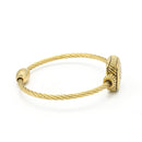 GOLD PAVE CRYSTAL ENGRAVED CLASSIC CABLE BRACELET