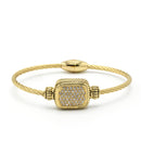 GOLD PAVE CRYSTAL ENGRAVED CLASSIC CABLE BRACELET