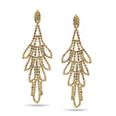 RHINESTONES CRYSTAL GOLD TASSEL DROP EARRINGS