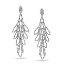 RHINESTONES CRYSTAL RHODIUM TASSEL DROP EARRINGS