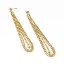GOLD RHINESTONE CRYSTAL TASSEL  EARRINGS
