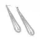 RHODIUM RHINESTONE CRYSTAL TASSEL EARRINGS