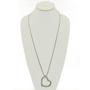 ANTIQUE SILVER HEART FILIGREE PENDANT LONG CHAIN NECKLACE