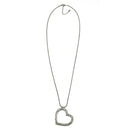 ANTIQUE SILVER HEART FILIGREE PENDANT LONG CHAIN NECKLACE