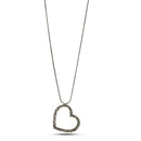 ANTIQUE SILVER HEART FILIGREE PENDANT LONG CHAIN NECKLACE