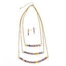 GOLD MULTI-COLOR LAYER NECKLACE AND EARRINGS SET