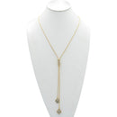 GOLD CRYSTAL LONG TASSEL NECKLACE