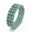 OXIDIZE GOLD AND TURQUOISE BEADS MEMORY WIRE STRETCH BRACELET