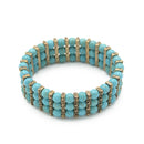 OXIDIZE GOLD AND TURQUOISE BEADS MEMORY WIRE STRETCH BRACELET