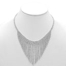 SILVER RHINESTONE CRYSTAL TASSEL NECKLACE AND EARRINGS SET