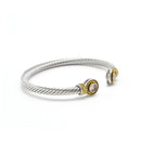 TWO TONE TOPAZ CRYSTAL CLASSIC CABLE BRACELET